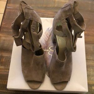 Jessica Simpson warm taupe lux kid suede